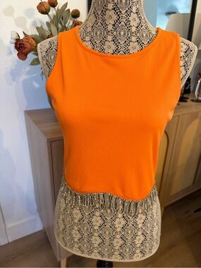 Lucky & Blessed Neon Orange Ribbed Tank